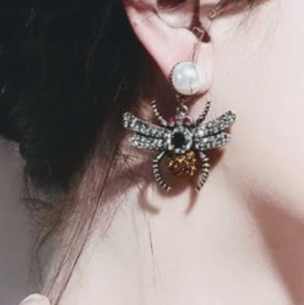 Betsey Johnson Rhinestone Spider earrings